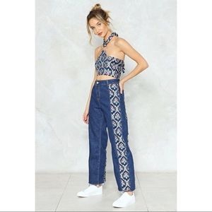 NASTY GAL TAPESTRY MOM JEANS